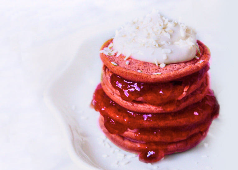 vegan pink chai pancakes